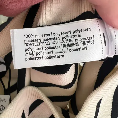 Bershka One Shoulder Contrast Piping Knitted Top Ecru Black M