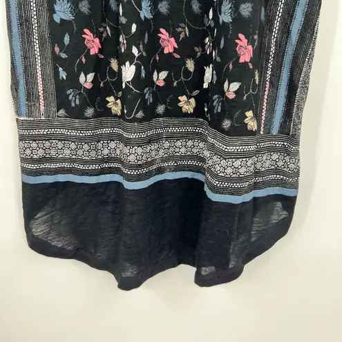 All Saints black floral boho burn out tank top pull over shirt size medium