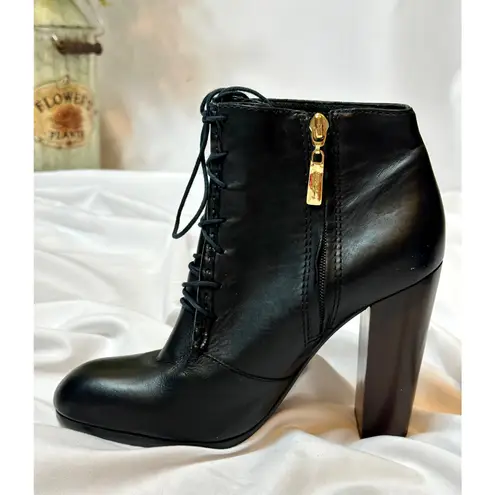 Elizabeth and James E-Chaps Black Leather Lace Booties Black 8.5