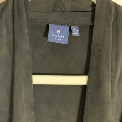 Kaari Blue  Faux Suede Black Open Front Vest size xl