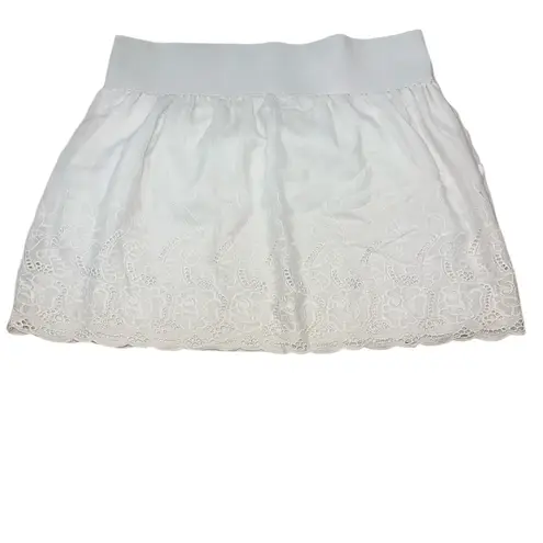 Stooshy White Lined Eyelet Lace Pocket Skirt Size Large