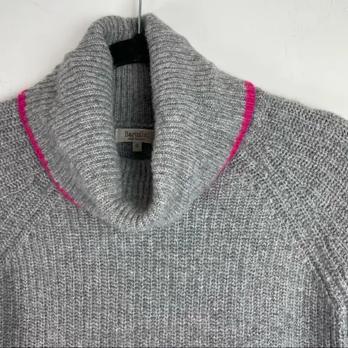 Bartolini Italian Small Wool/Cashmere Blend Gray Turtleneck Sweater Pink Trim