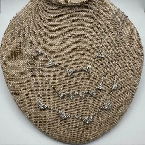 Stella & Dot Pave Chevron Silver tone Necklace with 3 Interchangeable Layers
