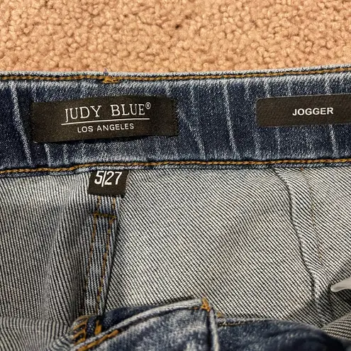 Judy Blue High Waist Drawstring Medium Wash Denim Jogger