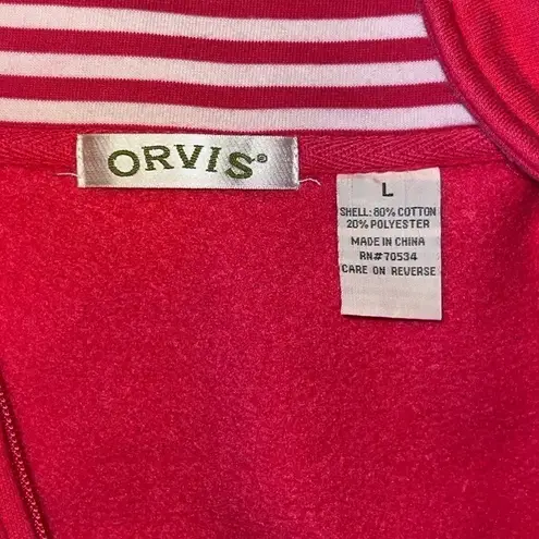 Orvis  Jacket Size Large Women’s Cozy Zip Up Pockets Pink Warm Up Sweatshirt