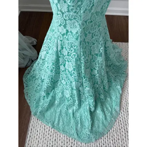 Vienna Prom Vienna Mint Green Lace Peplum Mermaid Formal Gown XS 2