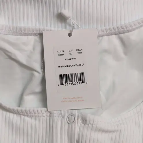 ANDIE NWT White Ribbed Knit Sleeveless Scoop Back Malibu One Piece Swimsuit XLT