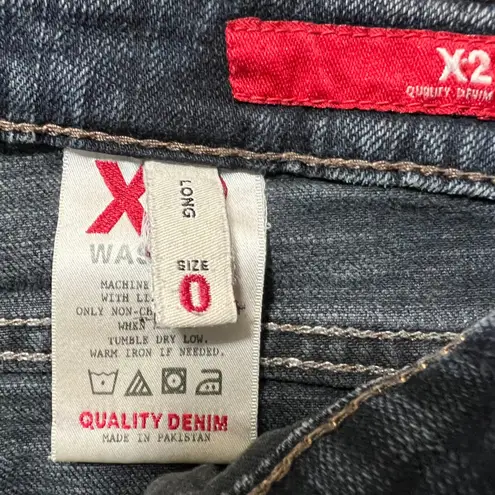 Y2K Aeropostale X2 Slim Jeans Size 0 Long Low Rise Straight Leg Dark Wash Denim Blue