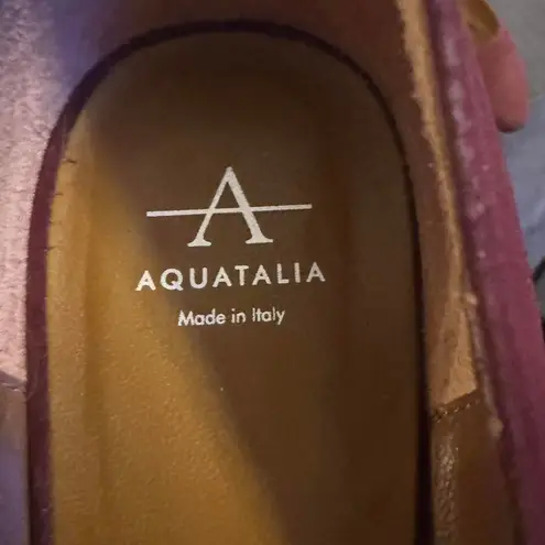 Aquatalia Women’s Size 10 Round Toe Block Heel Pumps Rust Suede Made in Italy