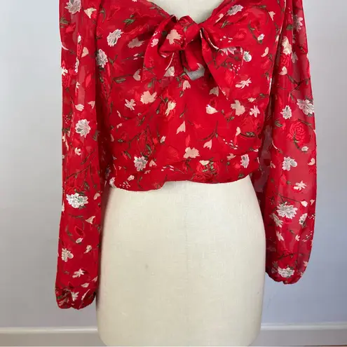 Lulus Flower Source Red Floral Print Tie