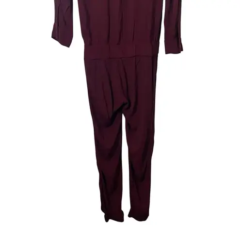 Monrow NWT Burgundy Long Sleeve Jumpsuit Women’s Size XS Rayon Made in USA Red