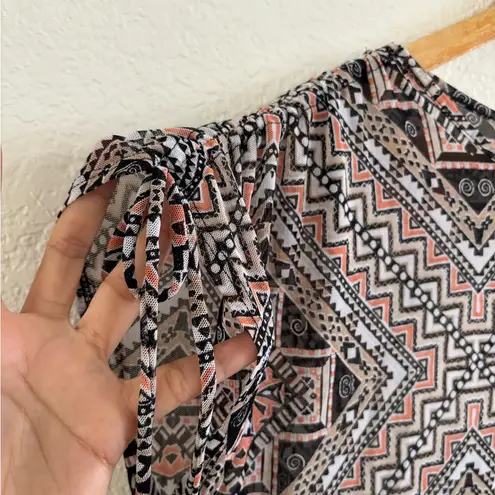 Chic Geometric Print Tunic Top Pink Size M