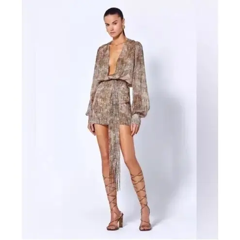 Alexis Dula Dress in Animal Print XSmall New Womens Faux Wrap Mini