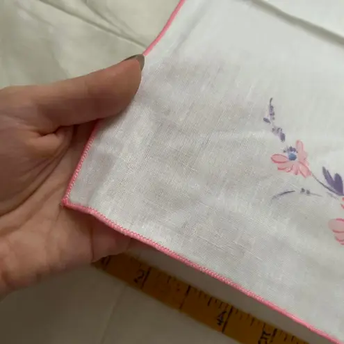 White and pink edge floral print bandana 0831