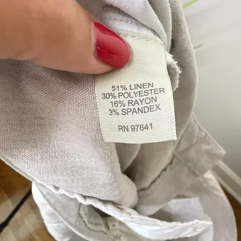 J.Jill Genuine Fit Stretch Linen Ankle Pants Size 18 Beige Summer Resort Beach