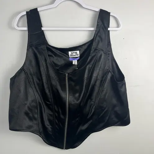 NWT Future Collective Women's 16W/18W Black Satin Zip