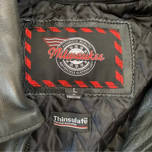 The Clothing Company Milwaukee motorcycle black leather jacket size Large