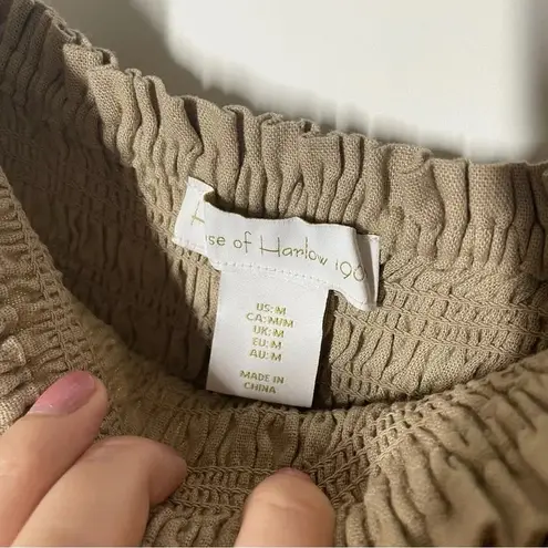 House of Harlow 1960 Linen Cropped Jumpsuit Size Medium Tan