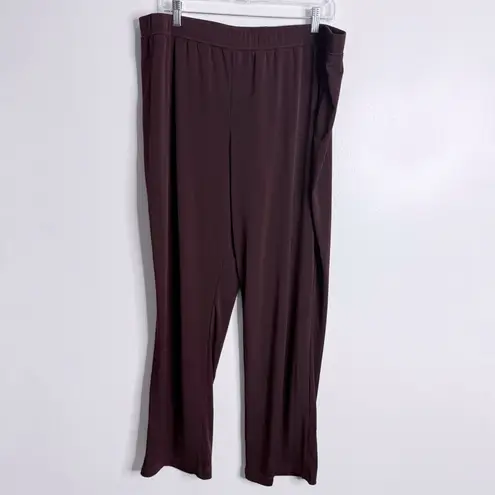 Susan Graver Essentials Reg Liquid Knit Straight Leg Pants Burgundy Size XL