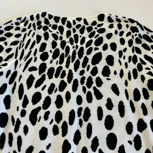 Cyrus  Animal Print White and Black Button Down Cardigan Sweater Size Medium