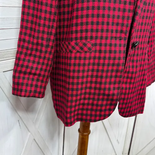 Vintage Chad Stevens Buffalo Check Long Boyfriend Blazer Red Black 12