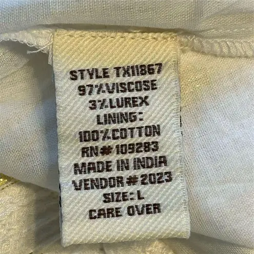 Surf Gypsy Women's Gold Metallic Ruffle Wide-Leg Pants Size L