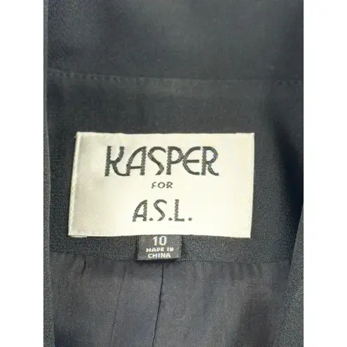 Kasper For ASL Black Double Breasted Blazer Skirt Suit Set Size 10