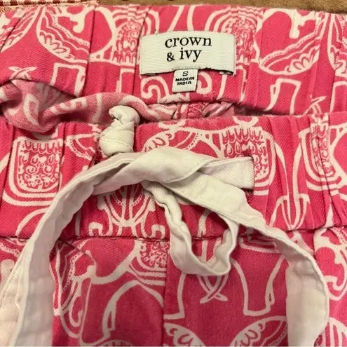 Crown & Ivy  Pajama Pants PInk White Elephants