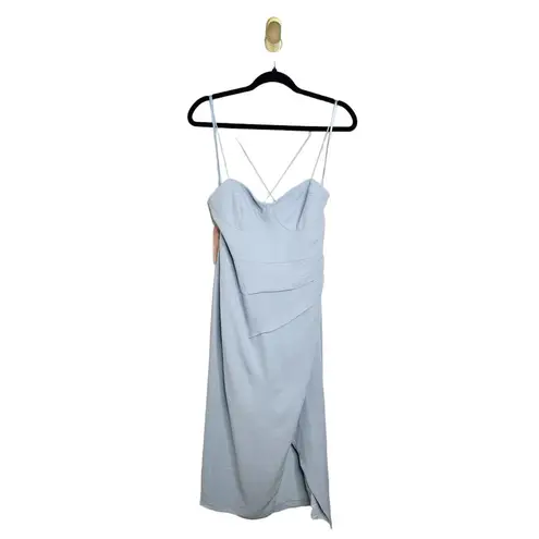BHLDN NWT Anthropologie Emanuelle Georgette Bustier Midi Dress Storm Cloud Blue