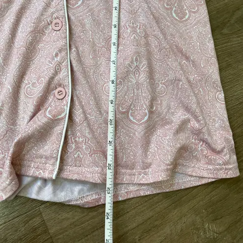 Tahari 2 Piece Pajama Set Pink Paisley Printed Button Up Elastic Waist Size L