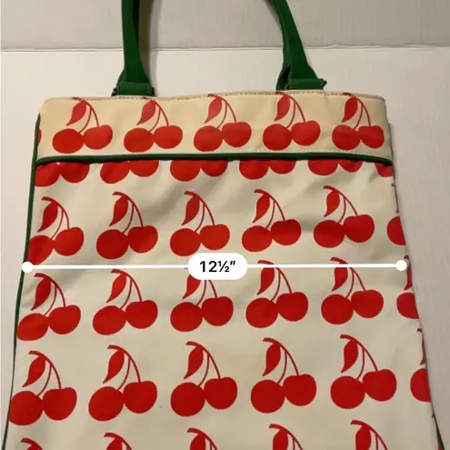 Target Luella for  Red Cherry Canvas Green Tote Bag Purse