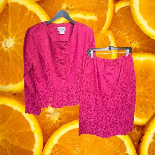 Melissa Vintage Pink Floral Skirt Suit Made in the USA Size 16