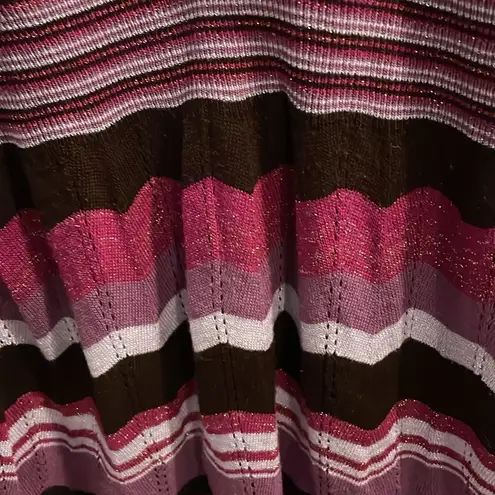 Absolutely Purple, Brown & Pink Colors Short Sleeve Long Knit Top Size Medium