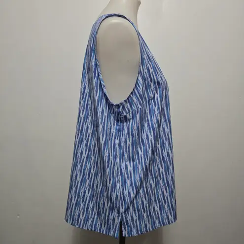 Eddie Bauer  Departure Blue Ikat V-Neck Tank Top Large Outdoor Travel Gorpcore