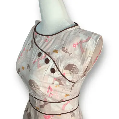 Retrolicious Penguin Polar Bear Igloo Print Fit And Flare Mini Dress Pink Small