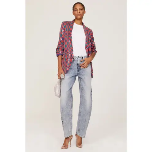 Hutch  Romeo Red Blue Sequin Checkered Open Front Blazer Jacket Size Small - Image 2