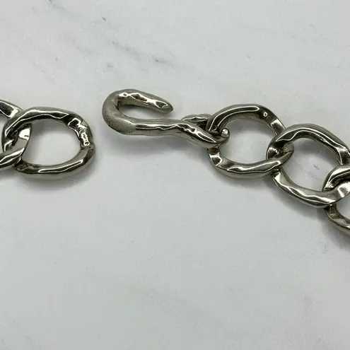 The Bar Chunky Silver Tone Metal Chain Link Belt Size XS Small S