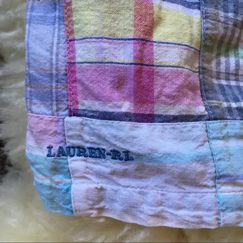 Ralph Lauren Y2K Vintage  Plaid Cropped Tank Patchwork Crop Top pastels