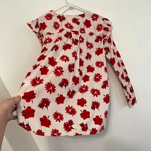 FREE ASSEMBLY Button Shoulder Blouse Long Sleeve Light Pink ? Red Floral Ruffle Size L