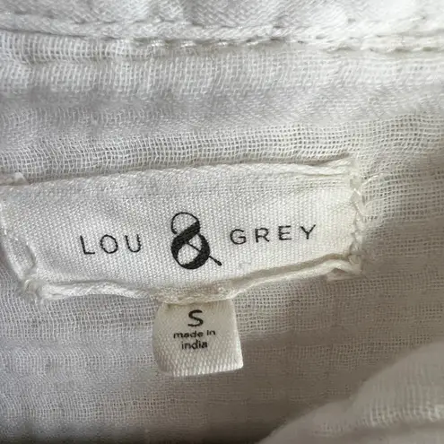 Lou & grey  White Gauze Top Oversized Boxy Blouse Minimalist 100% Cotton