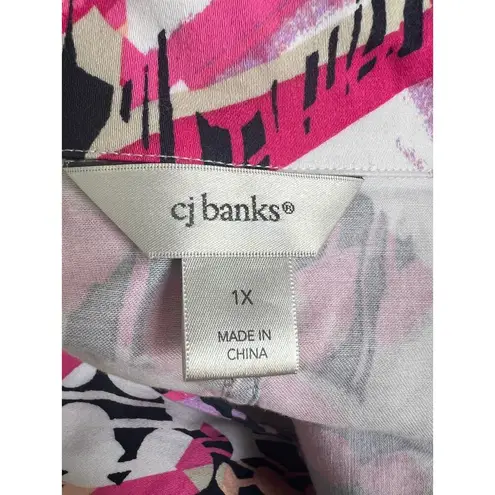 cj banks Women’s Colorful Geometric Print Zip Up Vest 1X