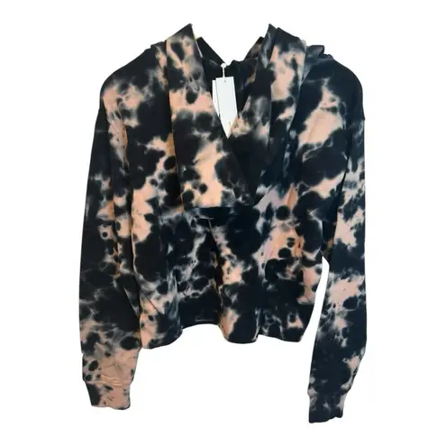 525 America Tie Dye Pink Black Hoodie Medium Cropped Athleisure 100% Cotton NWT