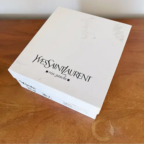 YSL • Tribute 105 Pump canvas leopard Mary Jane heels patent leather platform Tan Size 7.5