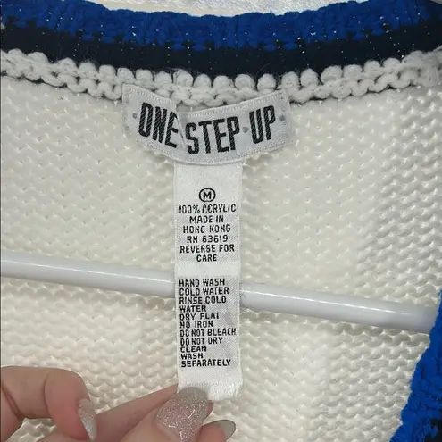 One Step Up Black White doodle vintage Geometric Cardigan “1960” 80s M colorful