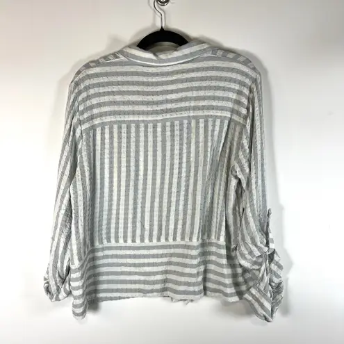 Jane and Delancey Relaxed Stripe Button Down Top Size Medium Womens NWT Boho - Image 8