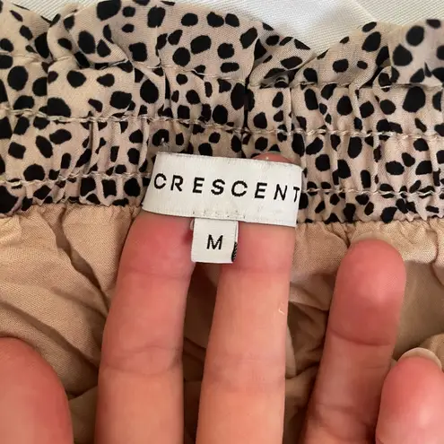 Crescent Animal Print Mini Skirt sz Medium Cheetah Tan Black Tiered Ruffle Boho