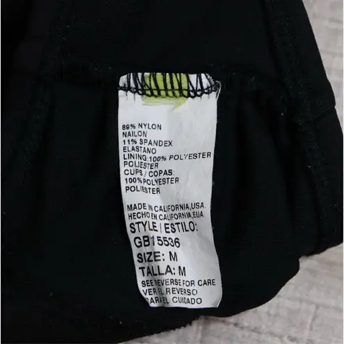 Mossimo Solid Stripe Black White Halter Swim Top Bikini 2pc Swimsuit sz MEDIUM