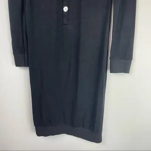 Ermanna Designer Knit Long Sleeve Dress Mother of Pearl Button Back Sz Small Black