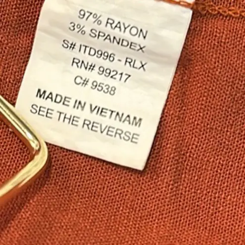 Moa Moa Burnt Orange Dark Short Sleeve Button Down Front Shirt Size Large