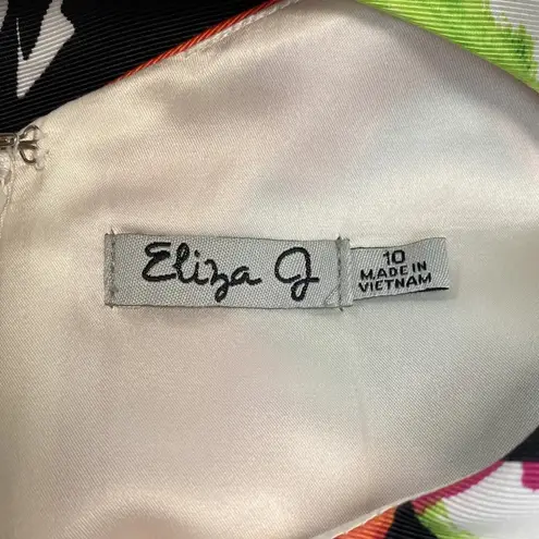 Eliza J Women 10 Fit Flare Dress Pleated Floral Cottagecore Wedding Guest Church